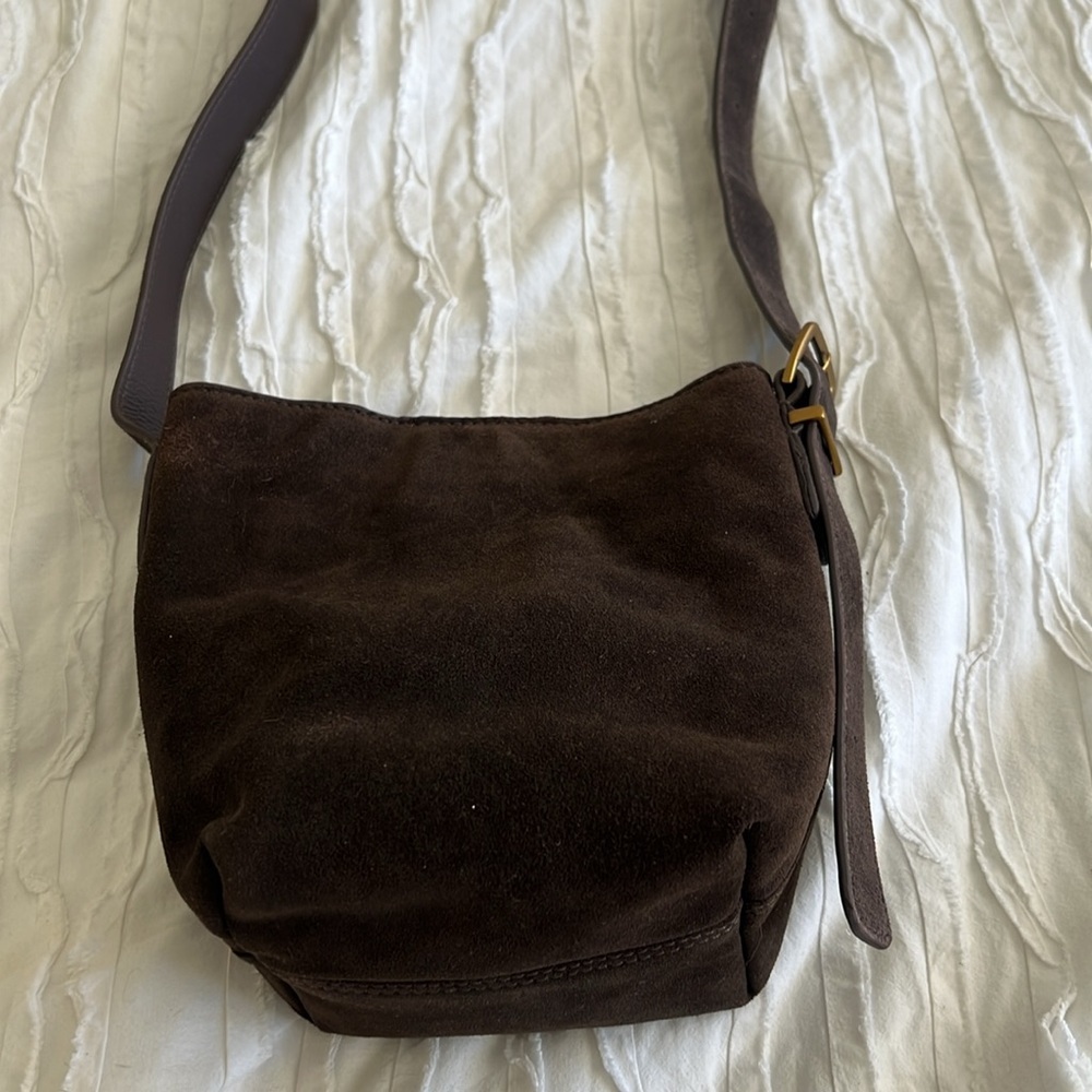 Mini Brown Suede Bucket Bag - Picture 2 of 11